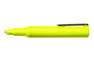 Bright yellow highlighter pen, with silver clip