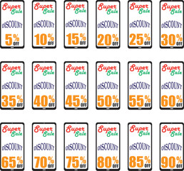 Discount tags with different prices at a Super sale