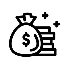 Coins Sack Icon Financial Line Style Vector