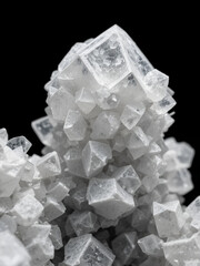 A micrograph of ammonium magnesium phosphate crystals, showing their complex geometric shapes and crystal structure.