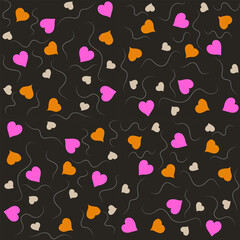 seamless pink and orange heart pattern, abstract background for decorative design , packaging, decorating, interior design, wallpapers, banner, vector illustration