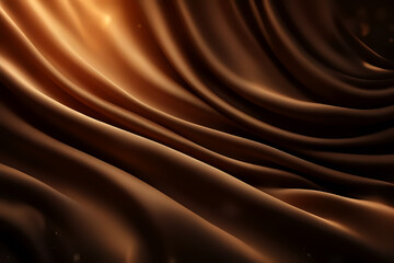 Luxurious flowing fabric with smooth folds and soft highlights. Warm bronze and deep brown tones create an elegant, silky texture ideal for premium design, backgrounds, and sophisticated concept
