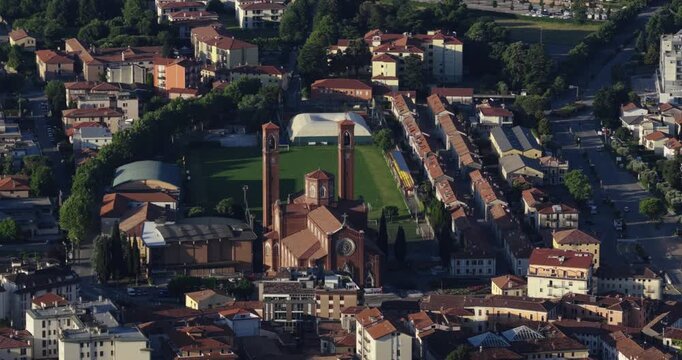 Aerial View Of The Tempio Ossario (Ossuary Temple) In Bassano del Grappa, Italy.