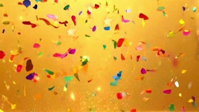 舞い落ちるカラフルな紙吹雪。パーティー、イベント、祝日、誕生日、新年など、お祝いのデコレーションに_Colorful falling confetti