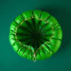 Top view of green deflated balloon