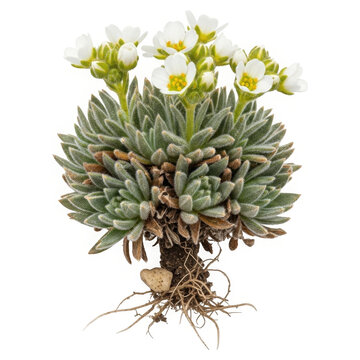 Saxifraga arendsii peter pan isolated on transparent background, close up view