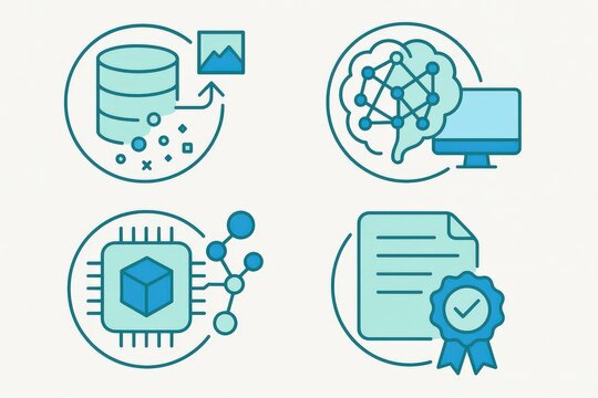 Digital transformation vector graphic illustrating data analytics machine learning algorithms representing technology evolution through interconnected circuits and innovative approaches