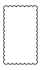 Scalloped frame vector, elegant rounded edge rectangular border, for labels, certificates, badges, invitations and stickers.