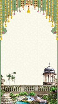 Wedding Invitation Green and White Traditional Indian Blank Background Video