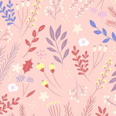 かわいいボタニカル柄のイラスト素材