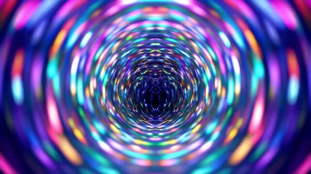 鮮やかな多色の光の渦巻くワームホール_Vibrant multicolored light swirling wormhole hypnotic graphic effect image
