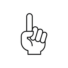 Black and white outline of a hand pointing upwards