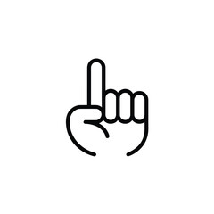 Simple line art icon of a hand pointing upwards