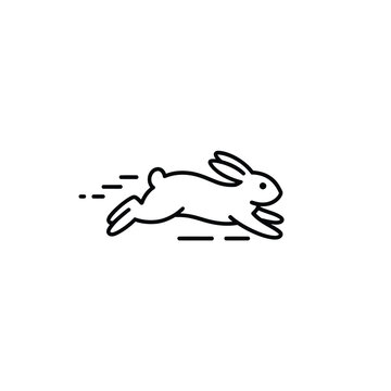 Simple line art of a rabbit running fast