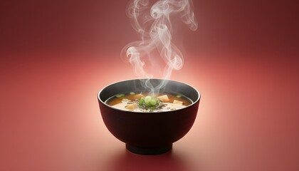 A comforting bowl of steaming hot asian soup, perfect for a festive christmas celebration, radiating warmth and authentic culinary delight