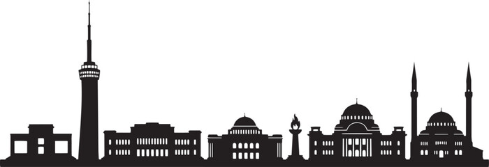 Obraz premium Silhouette of Ankara Turkey Skyline Capital City Landscape Asian Landmark