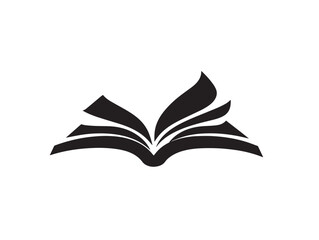 Open book literature logo silhouette vector illustration concept