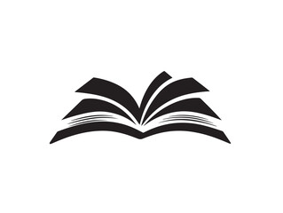 Reading themed book emblem silhouette vector illustration design