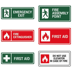 Emergency and Fire Safety Signs Vector Collection