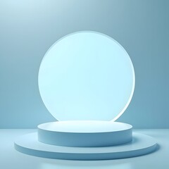 Minimalist stage with round backdrop isolated on white background for display