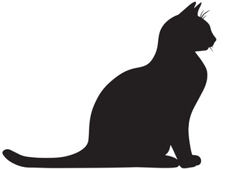 Elegant black cat silhouette icon on a pristine white background