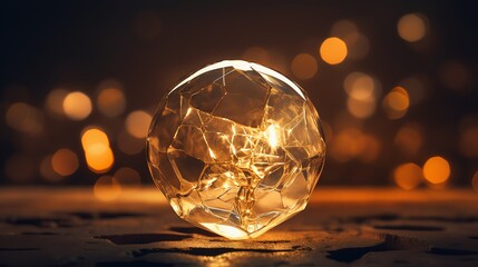 Fototapeta premium Illuminated crystal sphere on a blurred background.