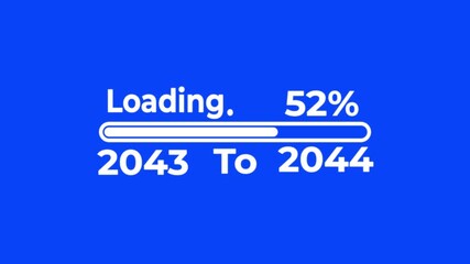 Loading bar from 2043 to 2044 new year transfer animation.percent progress bar progress 2043 to 2044 indicator animation on green background.Loading Bar Progress.