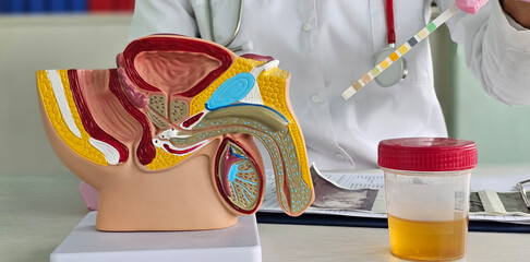 Doctor examining the urine in laboratory concept