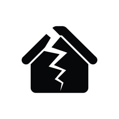 Icon of a broken house symbolizing damage and destruction