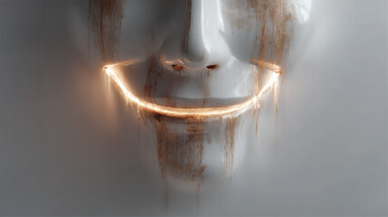 Drained jack face with light drip texture and internal flicker on white