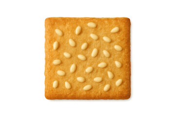 Square cracker with sesame seeds on transparent background