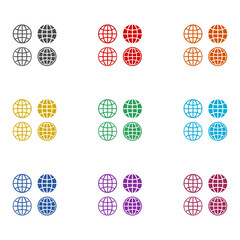 Fototapeta premium Globe icons set isolated on white background. Set icons colorful