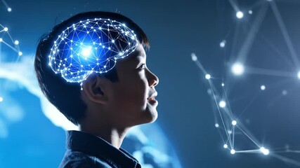 Childs brain with network Digital concept. - Powered by Adobe