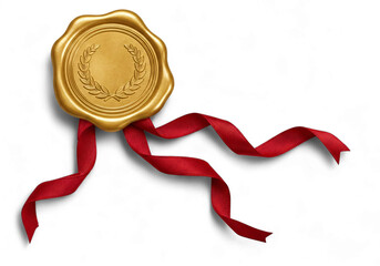 Celebrate achievement with this elegant gold wax seal and vibrant red ribbon, perfect for awards, invitations, and announcements, adding a touch of classic sophistication and prestige