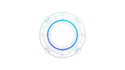 Minimalist Tech HUD Ring &ndash; Soft Blue Futuristic Line Art Interface Element for Advanced UI and Modern Data Visualization