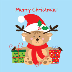 christmas card design with cute reindeer