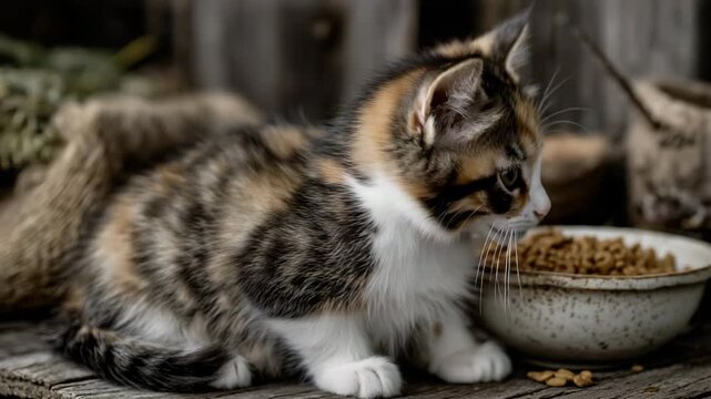 Calico Kitten by Grain-Free Food Bowl