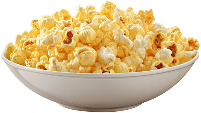 bowl of popcorn isolated on white background