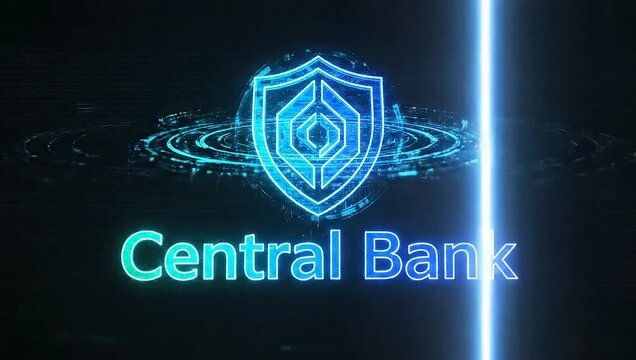 Central Bank Logo Concept A Futuristic Digital Shield Representing Security and Financial Stability