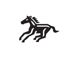 Dynamic Beautiful Race Icon Illustration in Clean Black and White Style