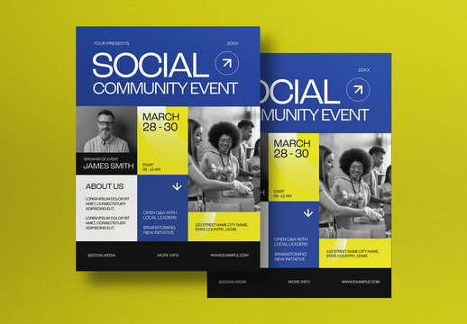 Blue Minimal Social Community Event Flyer Layout