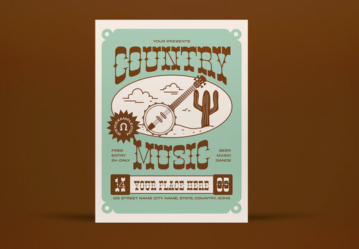 Brown Vintage Aesthetic Country Music Flyer Layout