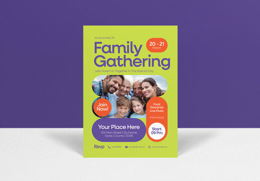 Green Geometric Family Gathering Invitation Layout