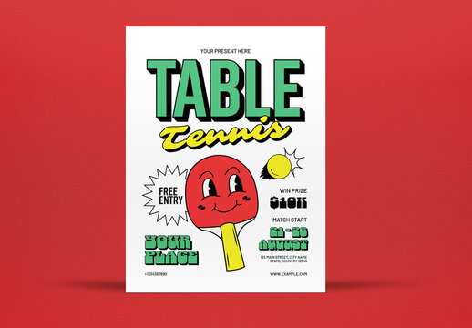 Green Retro Table Tennis Flyer Us Letter Layout