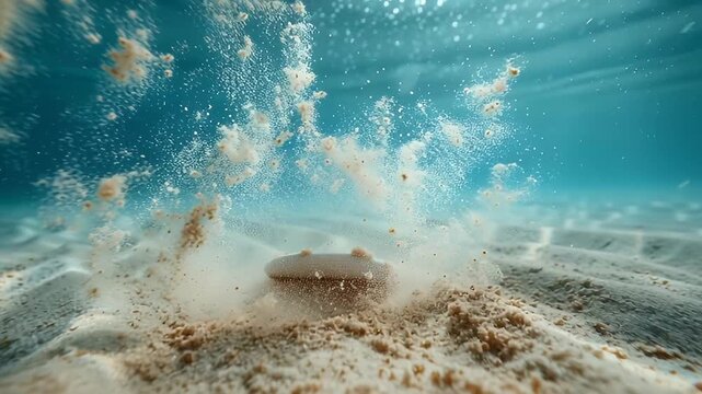 Sand Dollar circle seashell rising from the seabed