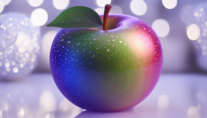 illustration green apple on colorful background
