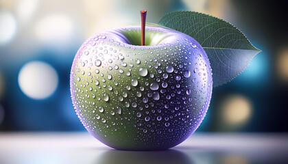 illustration green apple on colorful background