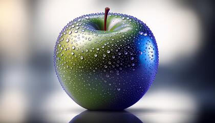 illustration green apple on colorful background