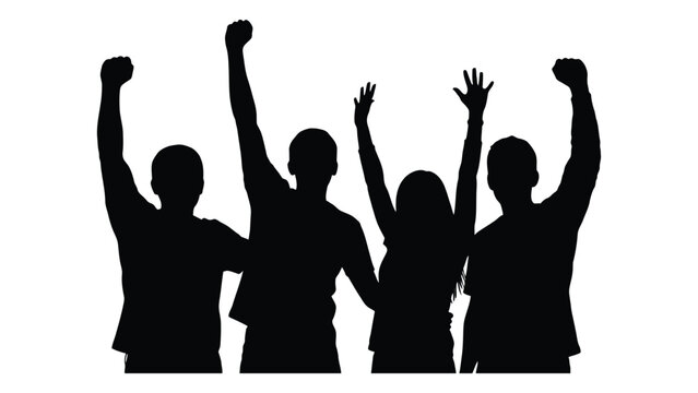 People celebrating silhouette isolated on white background, Vector