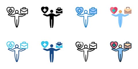 Work life balance icon set multiple style collection 
